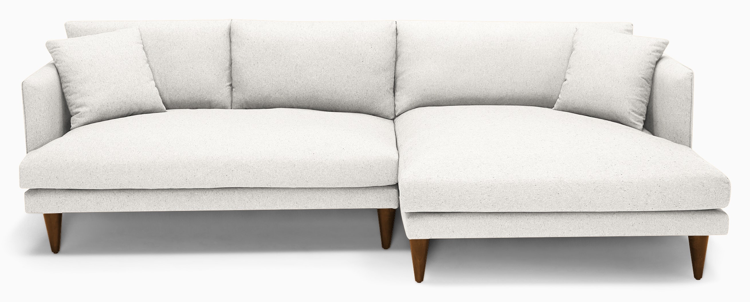 White Lewis Mid Century Modern Sectional - Tussah Snow -Right - Mocha Wood StainCone Legs - Image 0