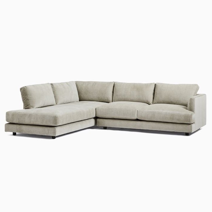 Haven Sectional Set 02: Right Arm Sofa + Left Arm Terminal Chaise,Light Taupe,Distressed Velvet,Concealed Supports - Image 0