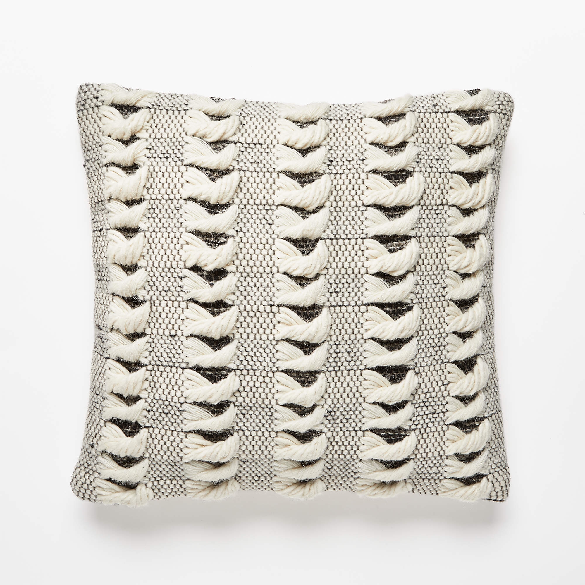 Simon Ivory White Wool Throw Pillow with Down-Alternative Insert 20" - Image 0