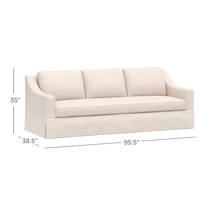 York Slope Arm Slipcovered Grand Sofa 95" 2x1, Down Blend Wrapped Cushion, Performance Everydaylinen(TM) Oatmeal - Image 5