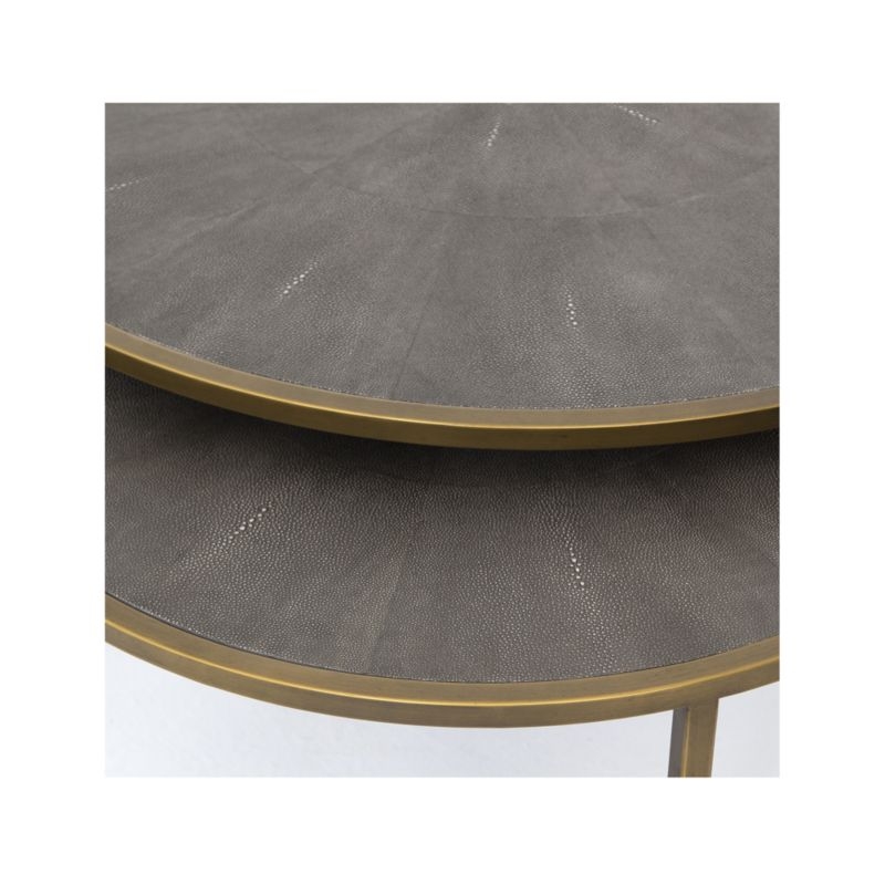 Shagreen Antique Brass Nesting Coffee Tables - Image 4