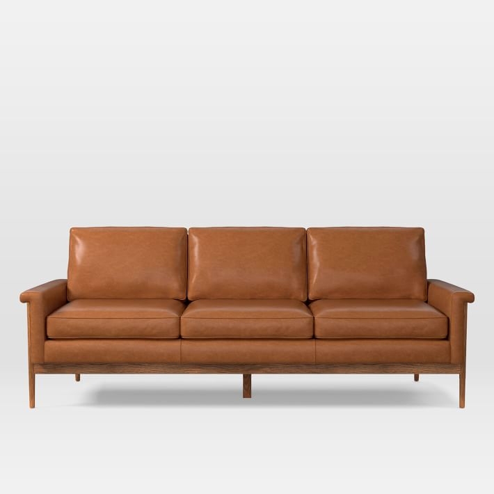 Leon Wood Frame Leather Sofa (82") - Image 1
