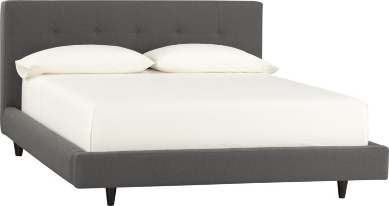 Tate Queen Upholstered Bed 38" - Winslow, Charcoal - Leg:Deco - Image 1