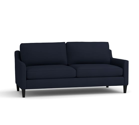 Beverly Upholstered Sofa 80", Polyester Wrapped Cushions, Performance Twill Cadet Navy - Image 0