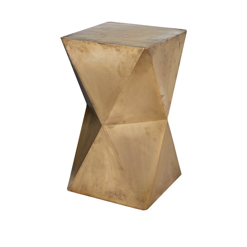 Faceted Stool with Brass Cladding - Gold - Image 0