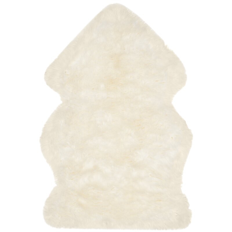 WHITE -Handmade Sheepskin White Area Rug - Size 1'4"x2'4" - Image 0