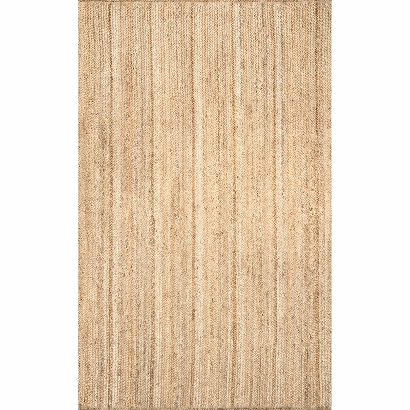 Striped Hand-Woven Jute Tan Area Rug 10x14 - Image 0