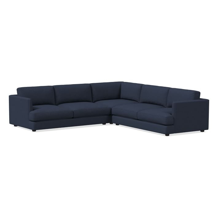 Haven Sectional Set 03: Left Arm Sofa, Corner, Right Arm Sofa, Chunky Basketweave, Aegean Blue, Concealed Support, Trillium - Image 0