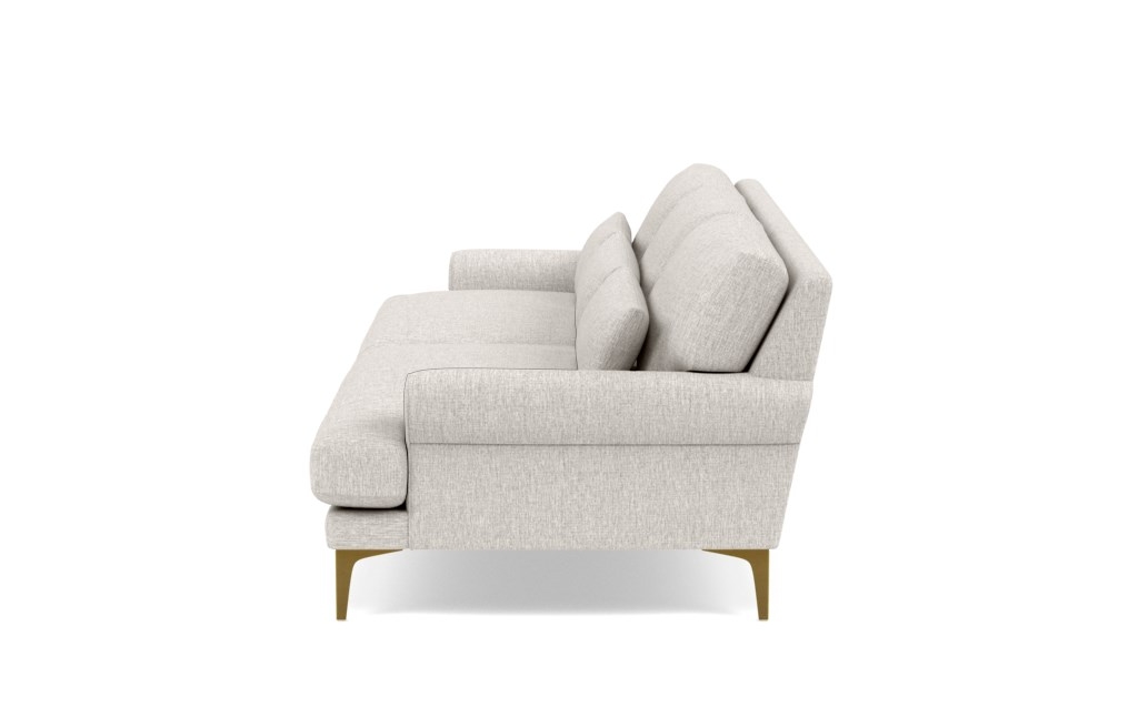 Maxwell sofa, 90", wheat cross weave, brass legs - Image 3