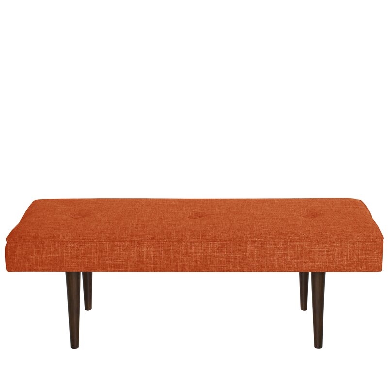 Foweler Tufted Woven Linen Upholstered Bench - Image 0