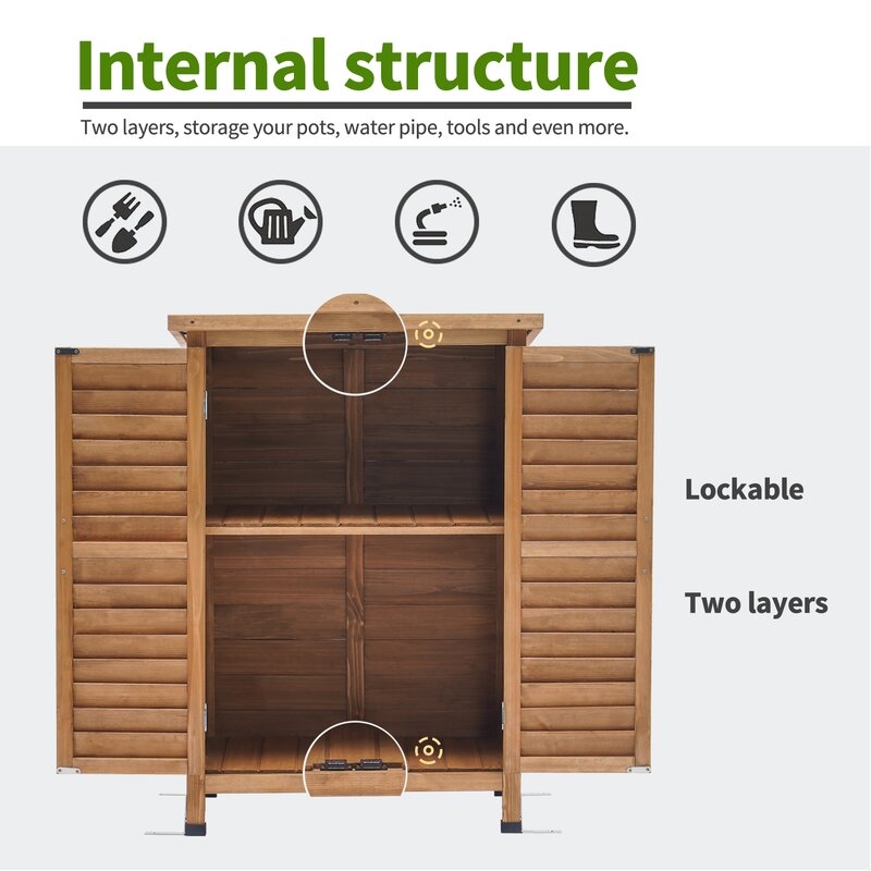 24.6" W x 18" D Solid Wood Vertical Tool Shed - Image 1