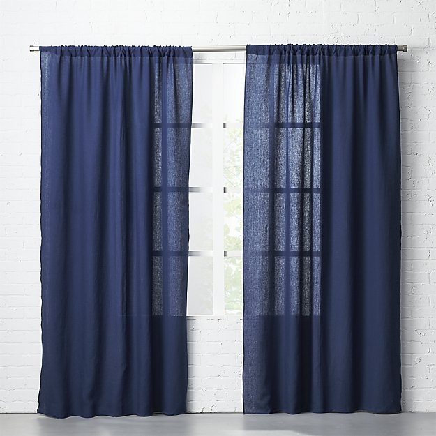 navy linen curtain panel 48"x96" - Image 0