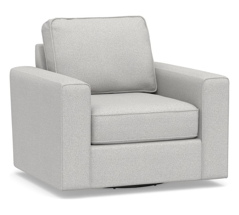 SoMa Fremont Square Arm Upholstered Swivel Armchair, Polyester Wrapped Cushions, Park Weave Ash - Image 0