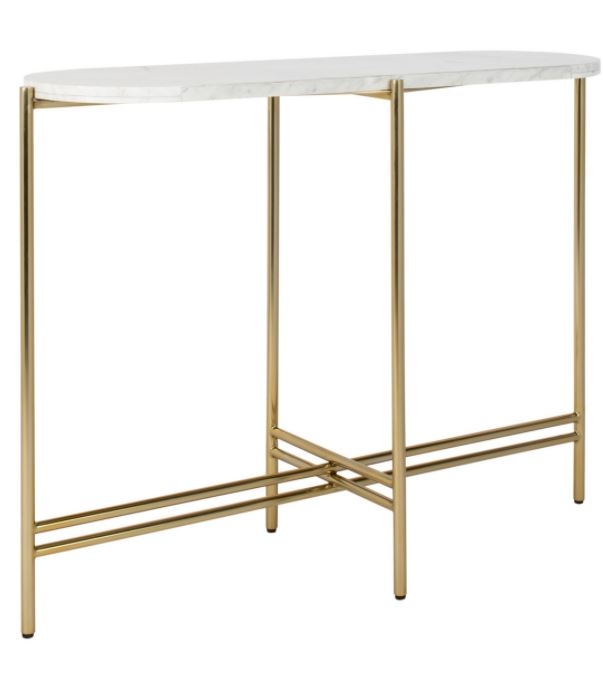 Cassie Small Console Table - White Marble/Brass - Arlo Home - Image 0
