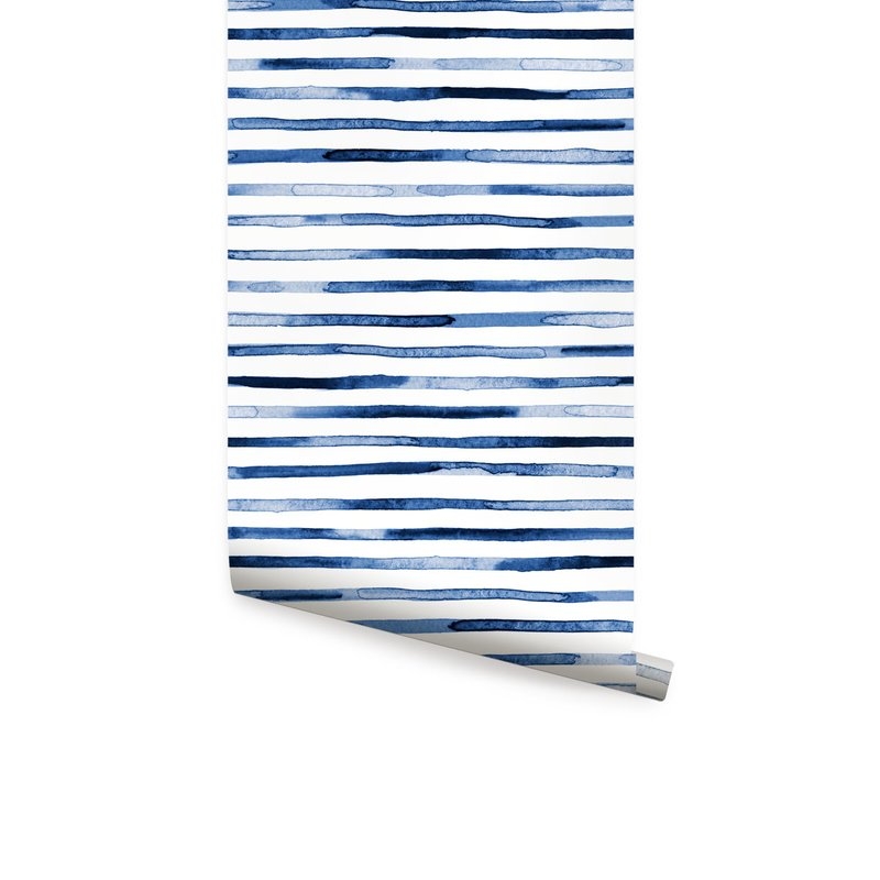 Watercolor Stripes Peel-and-Stick Wallpaper Panel - Image 1