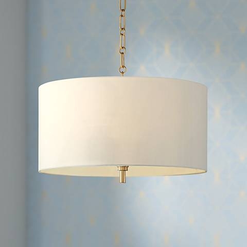 20" Wide Warm Gold Pendant Light with White Shade - Image 0