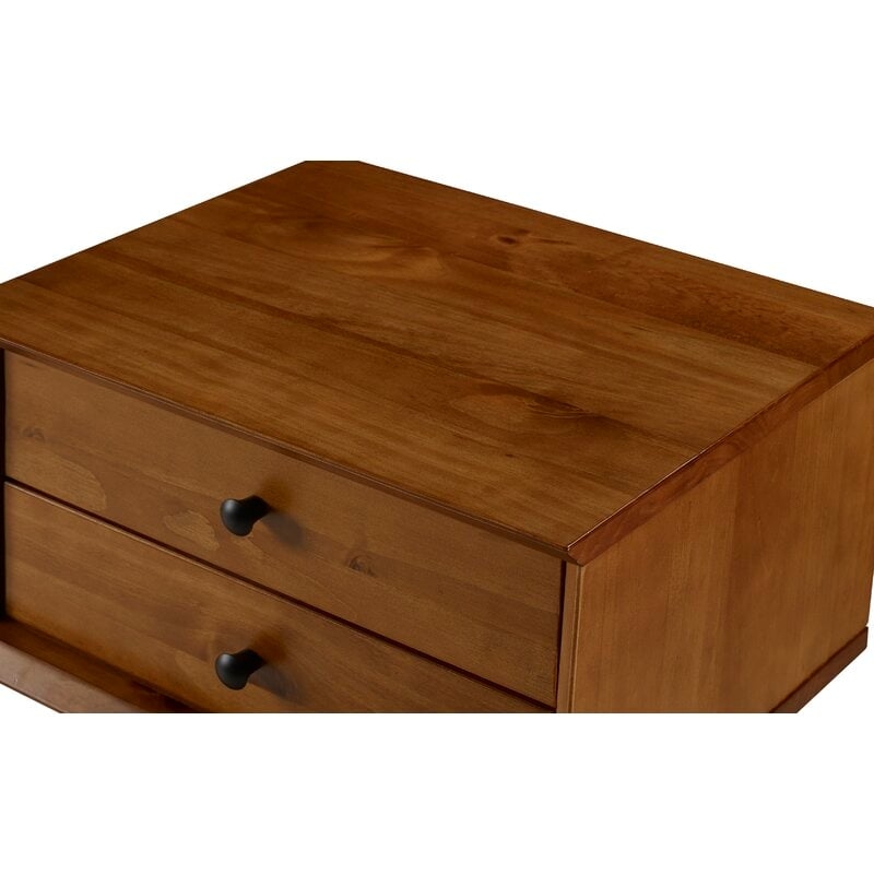 Grady 2-Drawer Solid Wood Nightstand, Castanho - Image 1