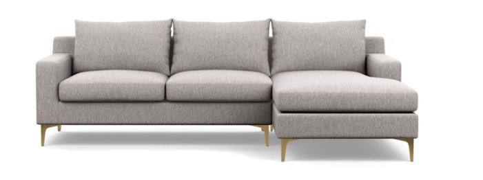 Sloan Sectional Sofa with Right Chaise - Earth Cross - Brass Legs - 96L - Image 0