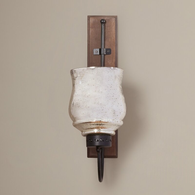 Tall Metal and Wood Wall Sconce - Image 1