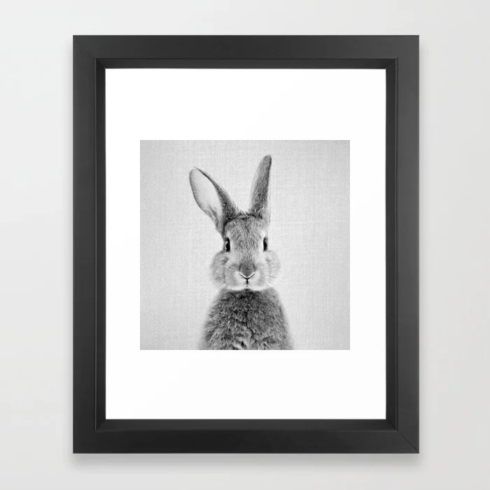 Rabbit - Black & White Framed Art Print, X-small 10 x 12 - Image 2