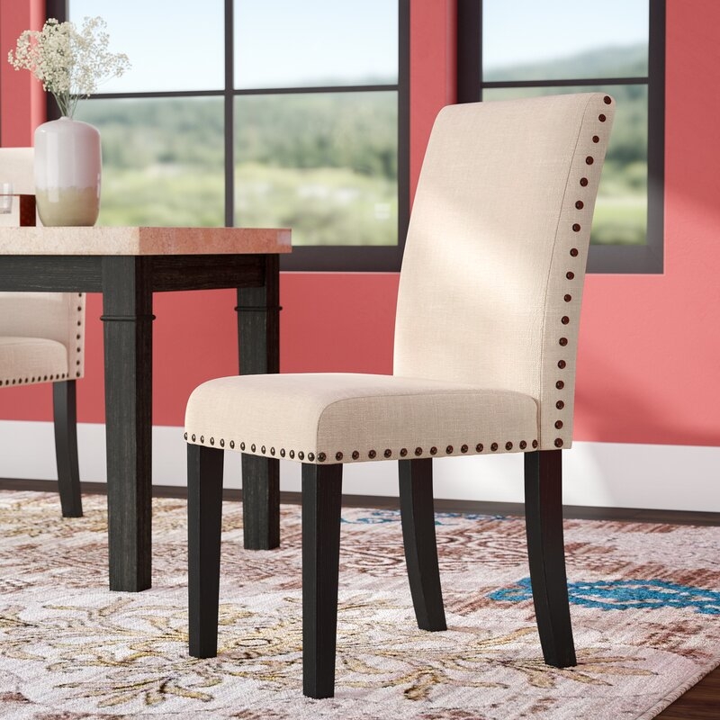 Reagle Upholstered Parsons Chair in Beige (Set of 2) - Image 0