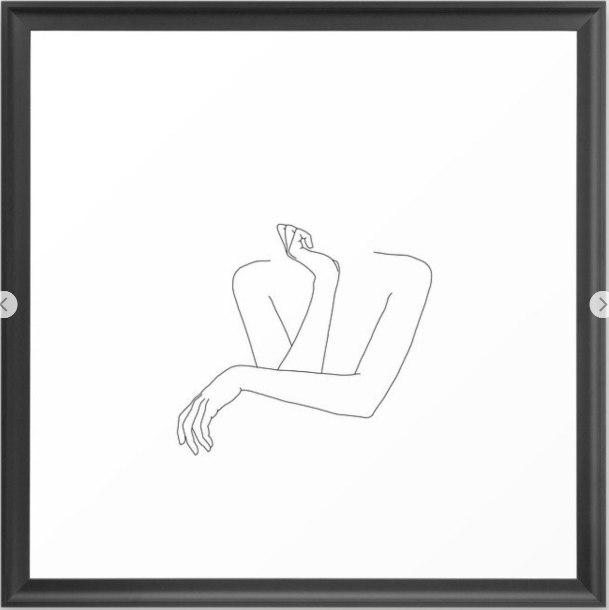 Minimal line drawing of woman's folded arms - Anna Framed Art Print - Image 0