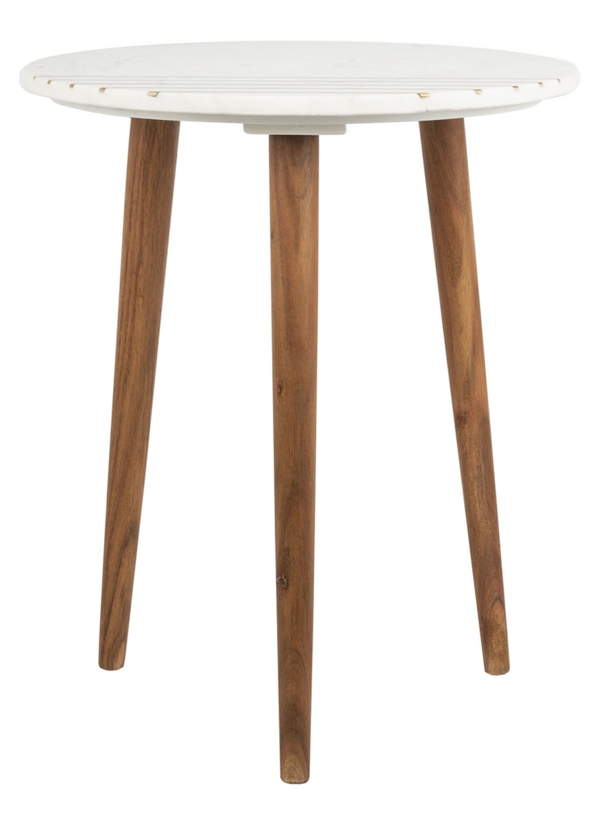 Valerie Round Marble Accent Table - Natural Brown/White/Gold - Arlo Home - Image 2