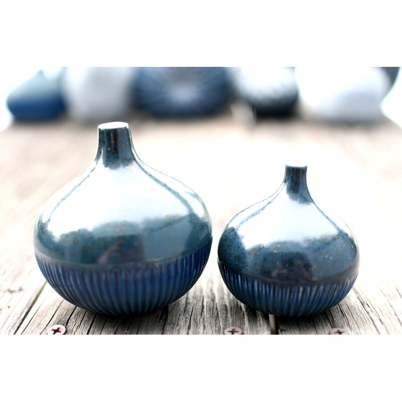 2 Piece Atencio Blue Porcelain Table Vase Set - Image 1