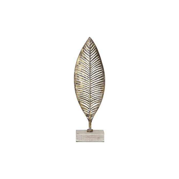 Jackson Heights Metal Leaf on Wood Base Sculpture - Small - Image 0