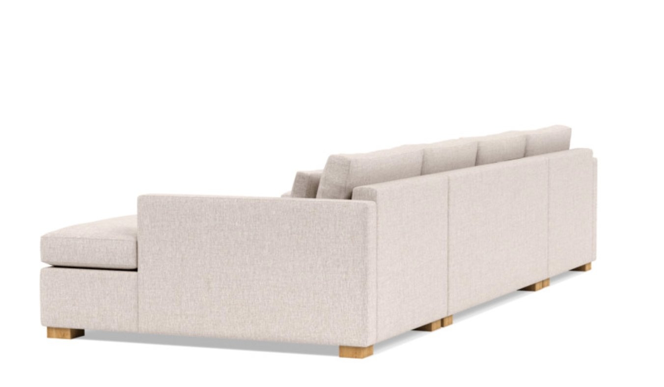 Charly U-Sectional with Beige Wheat Fabric, double down cushions, extended right chaise, extended left chaise, and Natural Oak legs - Image 2