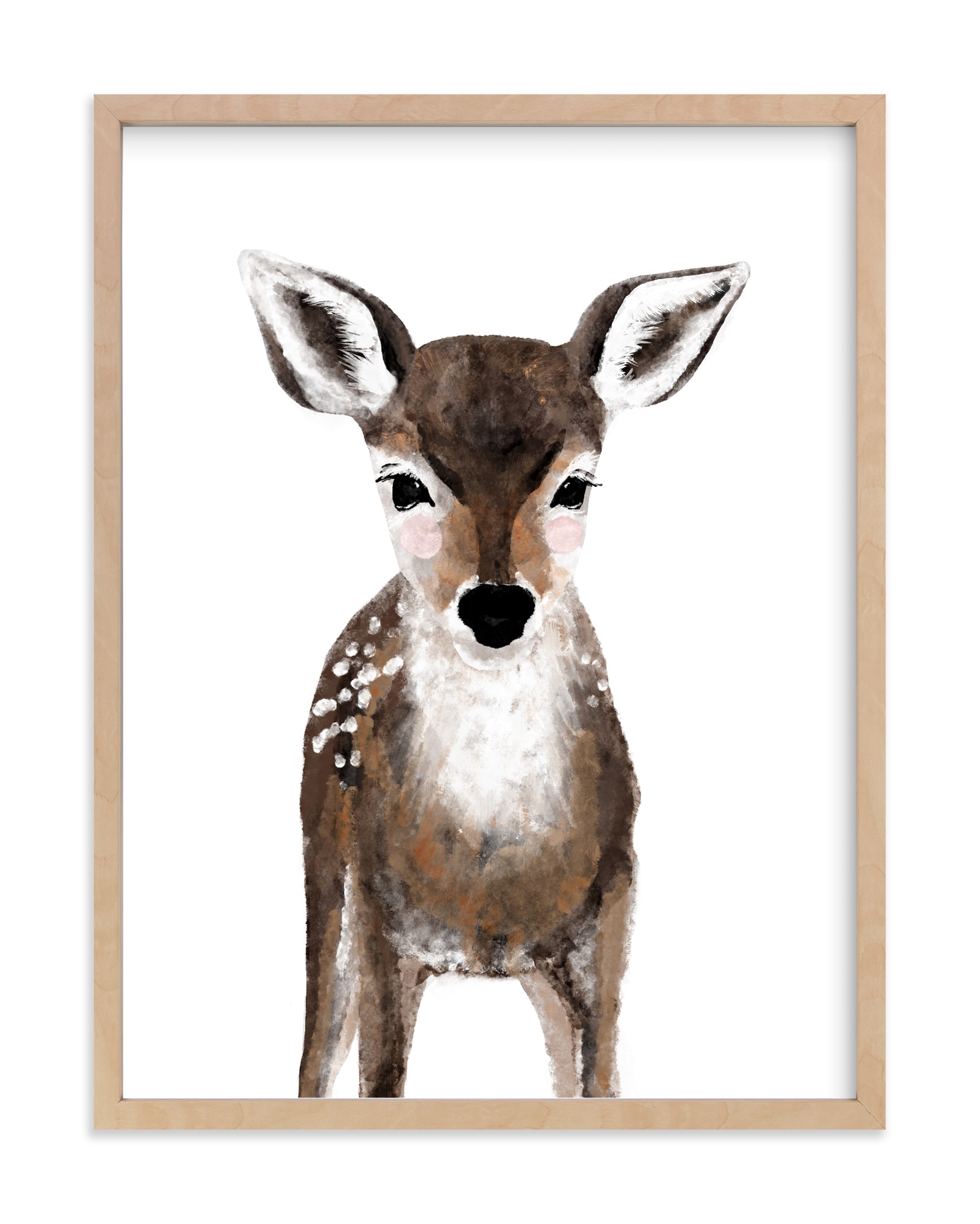 Baby Animal Deer - 18" x 24" - Natural raw wood frame - Image 0