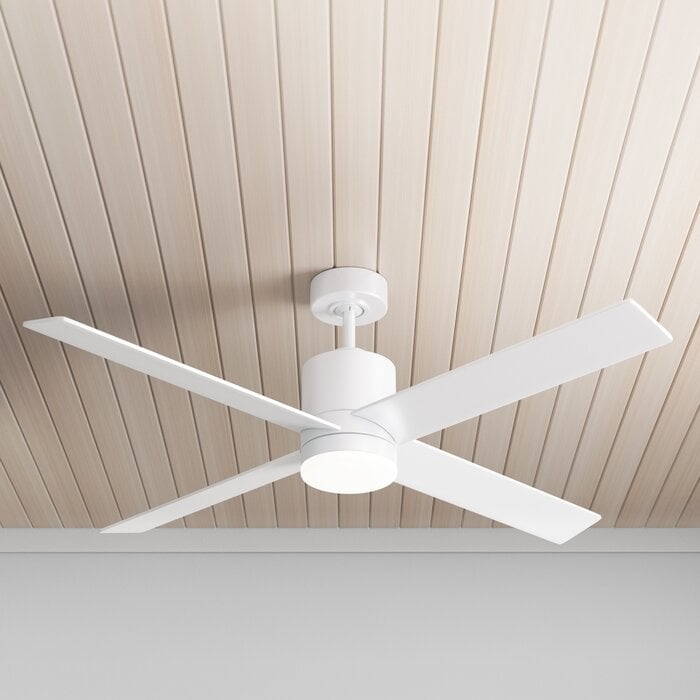 52" Malta 4 Blade Ceiling Fan with Remote, Light Kit Included - Image 0