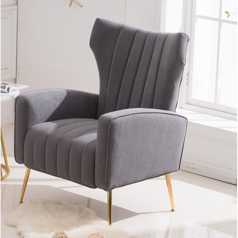 Lauretta 27.5'' Wide Tufted Velvet Wingback Chair - Image 0