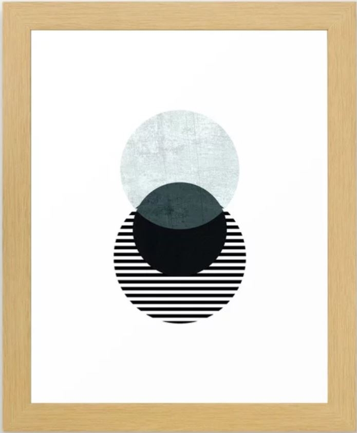 Blue, Black & Striped Circles Framed Art Print, 10 X 12, Conservation Natural - Image 0