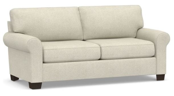 Buchanan Roll Arm Upholstered Loveseat 79", Polyester Wrapped Cushions, Premium Performance Basketweave Oatmeal - Image 0