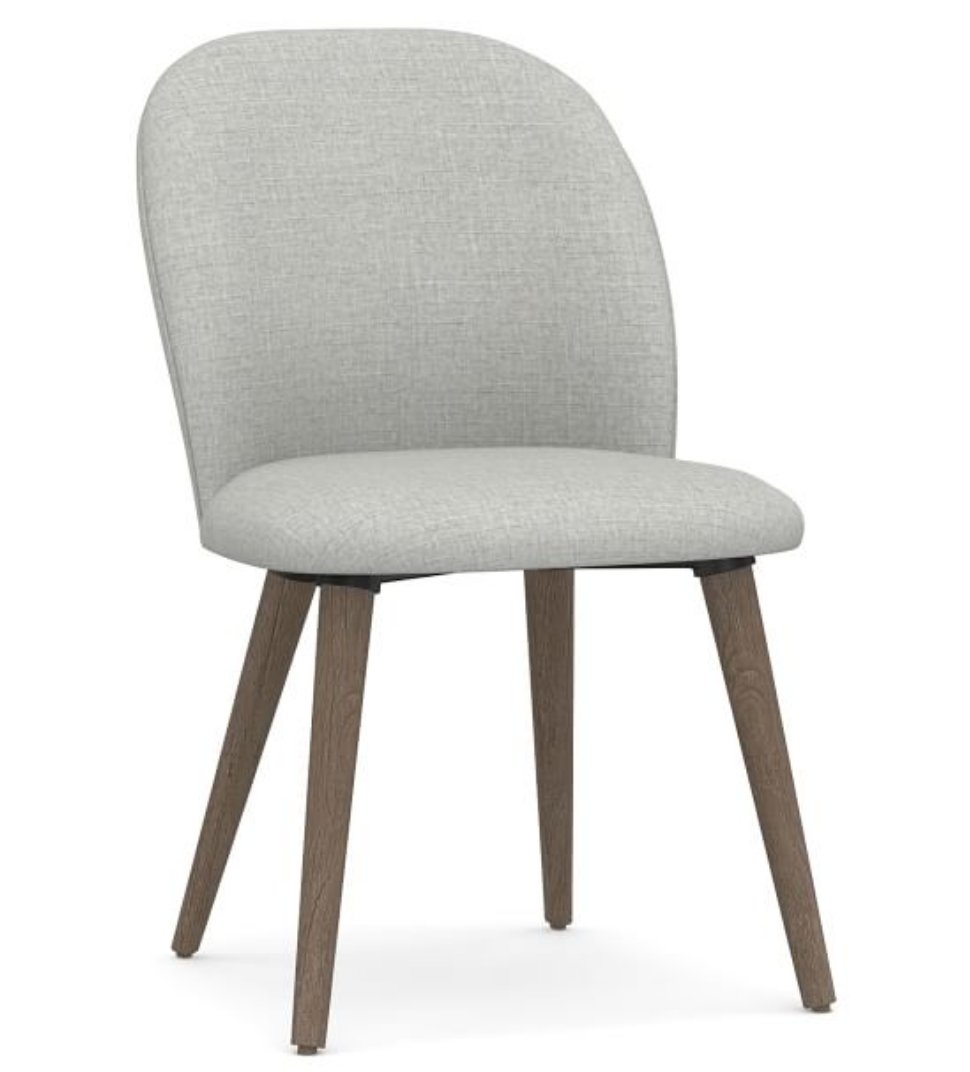 Brea Upholstered Dining Side Chair, Gray Wash Leg, Basketweave Slub Charcoal - Image 0
