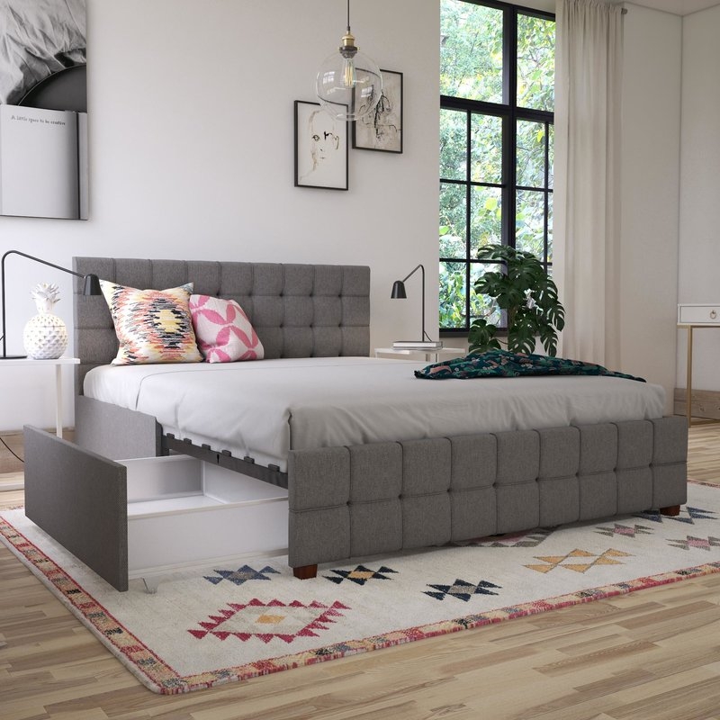 Elizabeth Upholstered Platform Bed with Storage - Full - Image 1