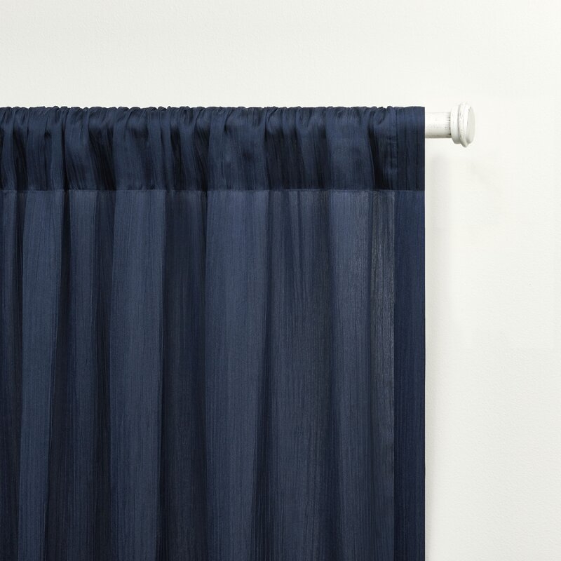 Coralina Solid Color Sheer Rod Pocket Single Curtain Panel - Image 1