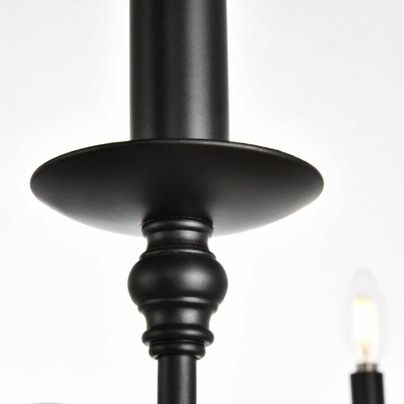 36" W x 19" H Matte Black Hamza 6-Light Candle Style Chandelier - Image 2