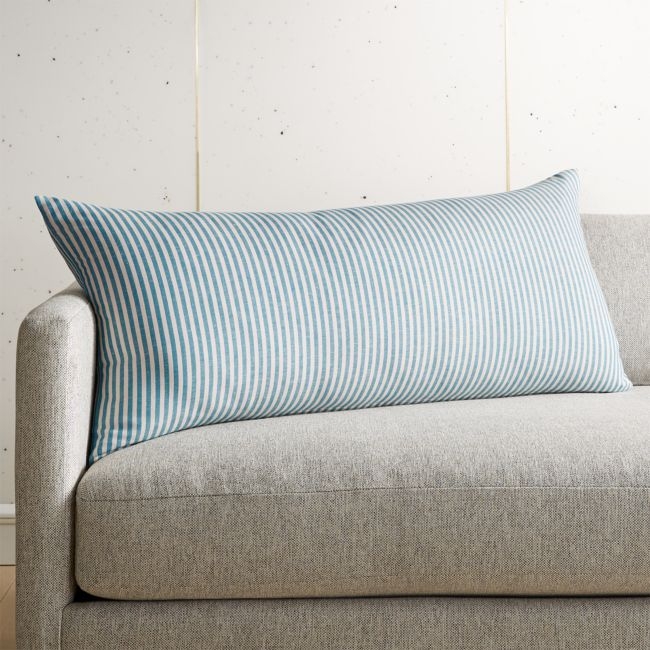 36"x16" Costa Nova Linen Stripe Pillow with Feather-Down Insert - Image 0
