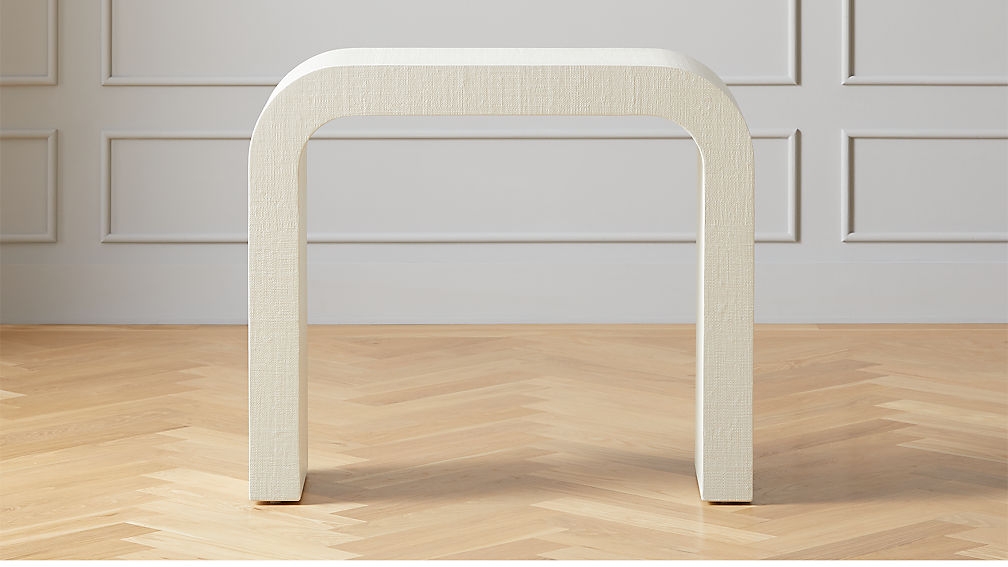 Horseshoe Ivory Lacquered Linen 36" Console Table - Image 0