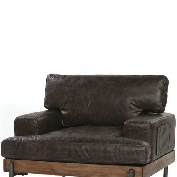 Toulouse Vintage Leather and Wood Armchair - Image 0