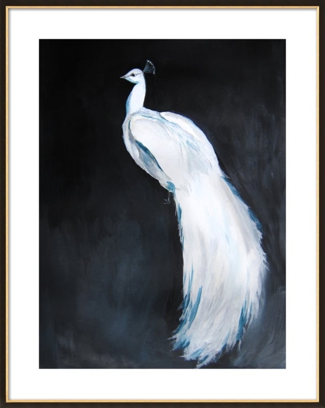 White Peacock II  BY CHRISTINE LINDSTROM,  Black with Gold Wood, With Matte - Image 0