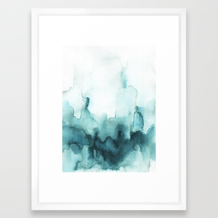 Soft teal abstract watercolor Framed Art Print - Image 0