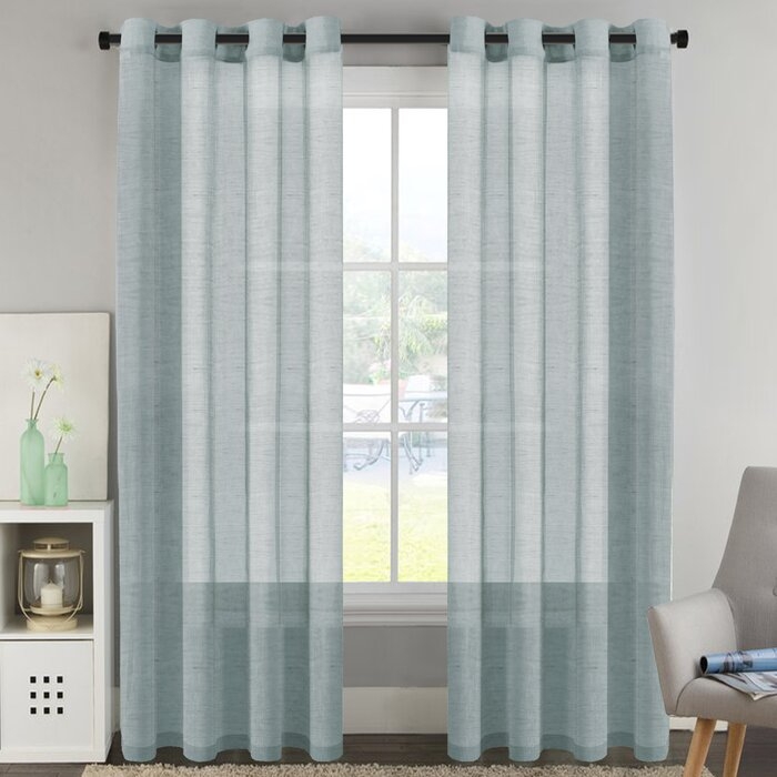 Avia Luxury Solid Color Sheer Grommet Curtain Panels (Set of 2) - Image 0