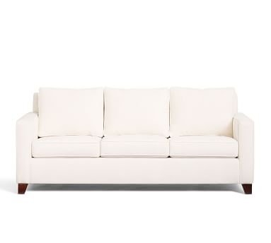 Cameron Square Arm Upholstered Sofa 86" 3-Seater, Polyester Wrapped Cushions, Sunbrella(R) Performance Sahara Weave Ivory - Image 1
