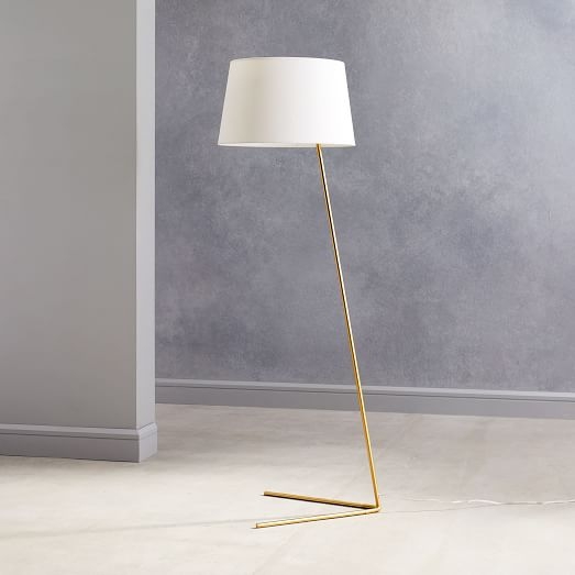 Angled Outline Floor Lamp, Antique Brass - Image 0
