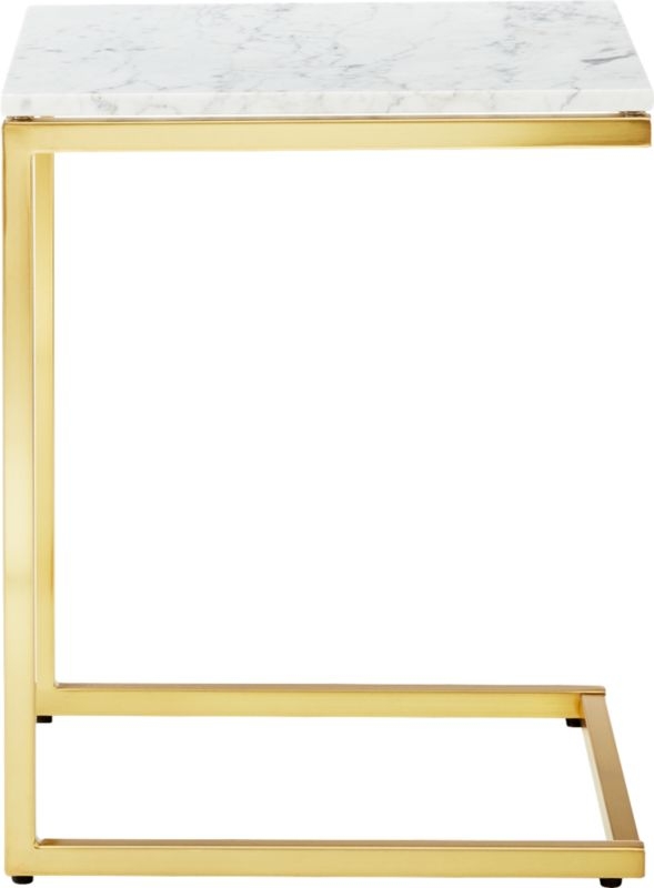 Smart Brass C Table with White Marble Top - Image 1