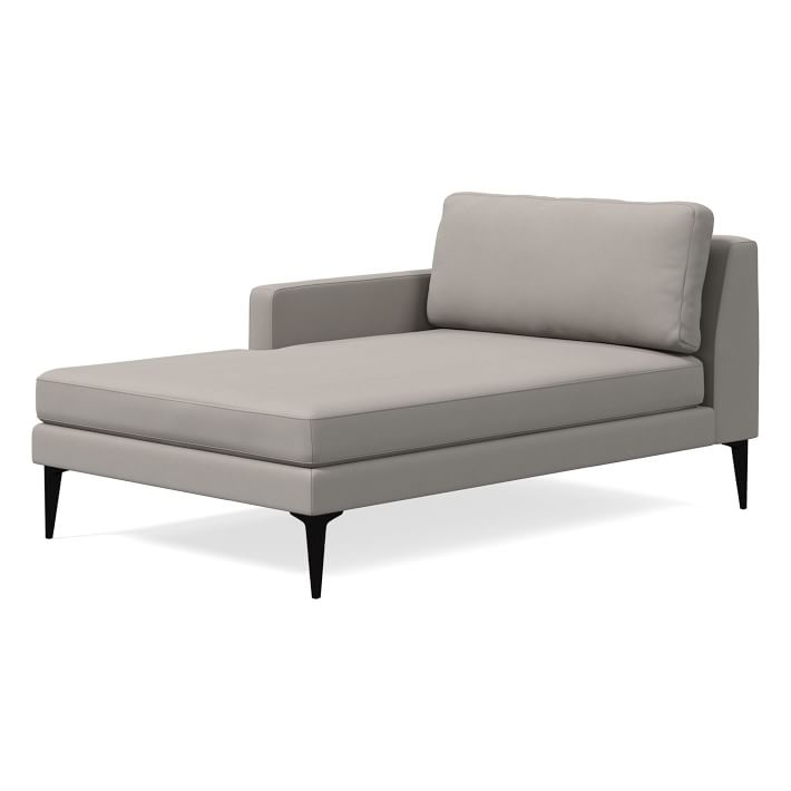 Andes Left Arm Chaise, Poly, Performance Velvet, Dove Gray, Dark Pewter - Image 0