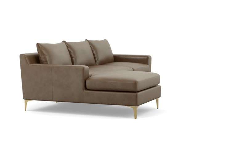 Sloan Leather Sectional Sofa with Left Chaise - 96" - Pecan Leather - Brass Plated Leg - Image 1
